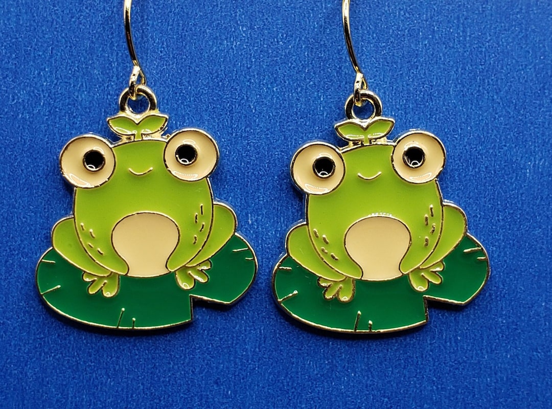 Frog Earrings Cute Anime Character Earrings Etsy