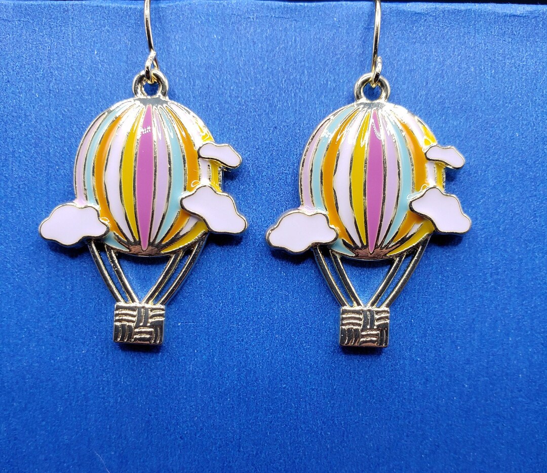 Hot Air Balloon Earrings Colorful Hot Air Balloon With Clouds Free