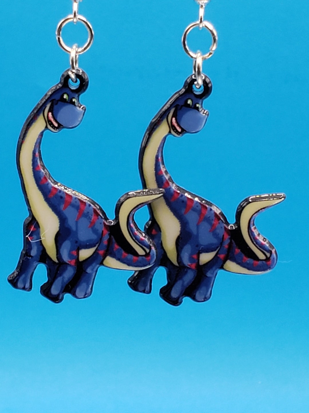 Dinosaur Earrings, Dino Earrings, Blue Dinosaur Earrings Etsy
