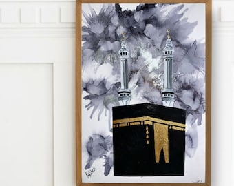 Kaaba wall art, Islamic wall art, Islamic home decor, Kaaba minimalist islamic wall art, Muslim gift, Kaaba decor Muslim nursery art, Mekka