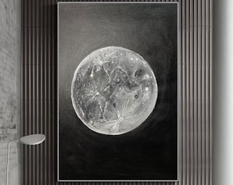 Original Strukturgemälde Mond, Mond Leinwand, Mond Wand Kunst, Mondphasen Dekor, Benutzerdefinierte Mond Wanddekor, Mondliebhaber Wohndekor
