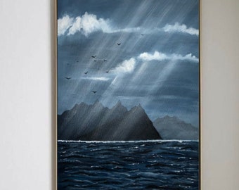 Sky & Clouds Canvas Wand Kunst Ölgemälde auf Leinwand Natürliche Landschaft Malerei Ozean/Meer Wandkunst Sum Strahlen im Wasser Wanddekor Schlafzimmer