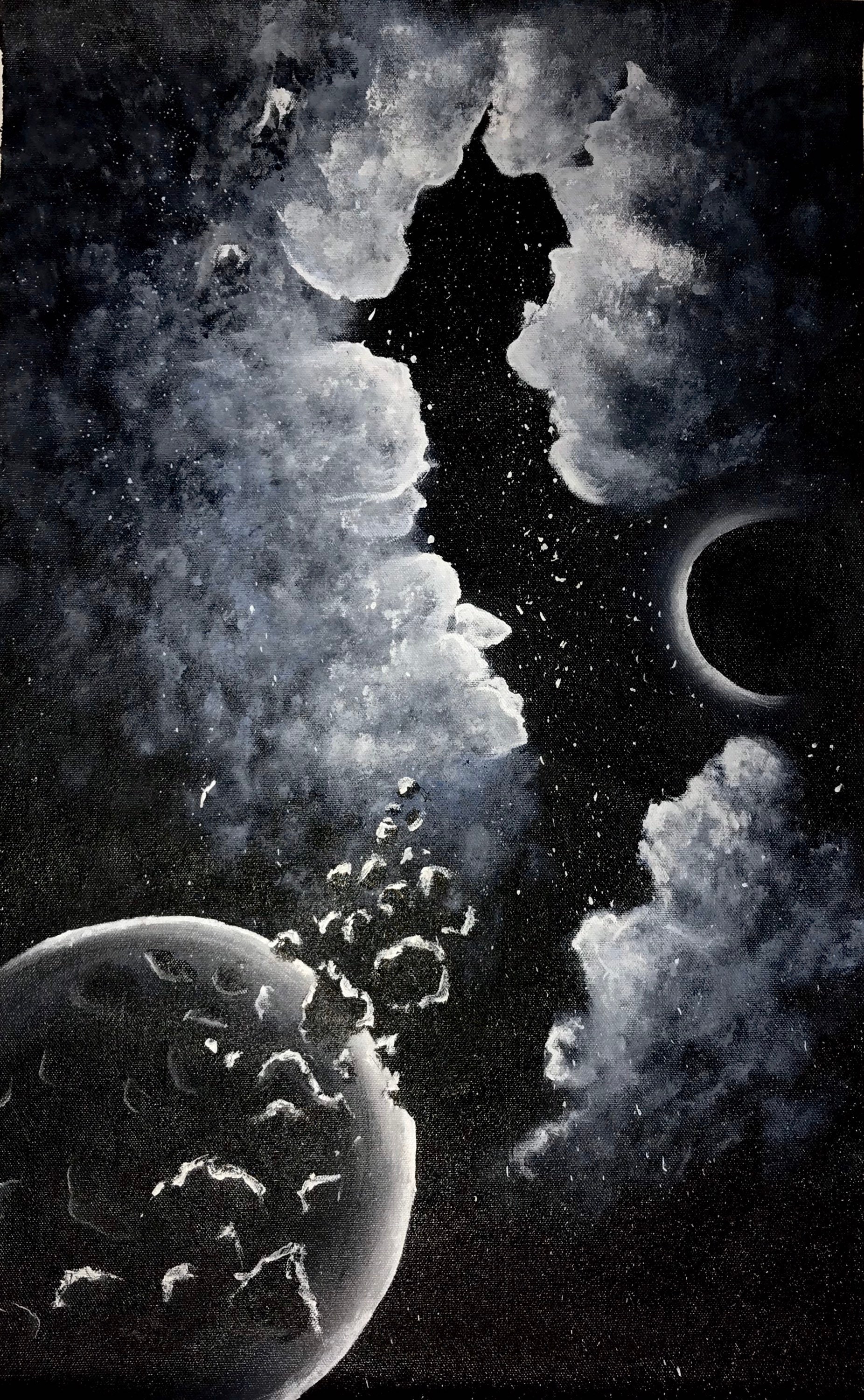 Handgemachte Acryl Nacht Himmel Malerei Mondgalaxie und | Etsy