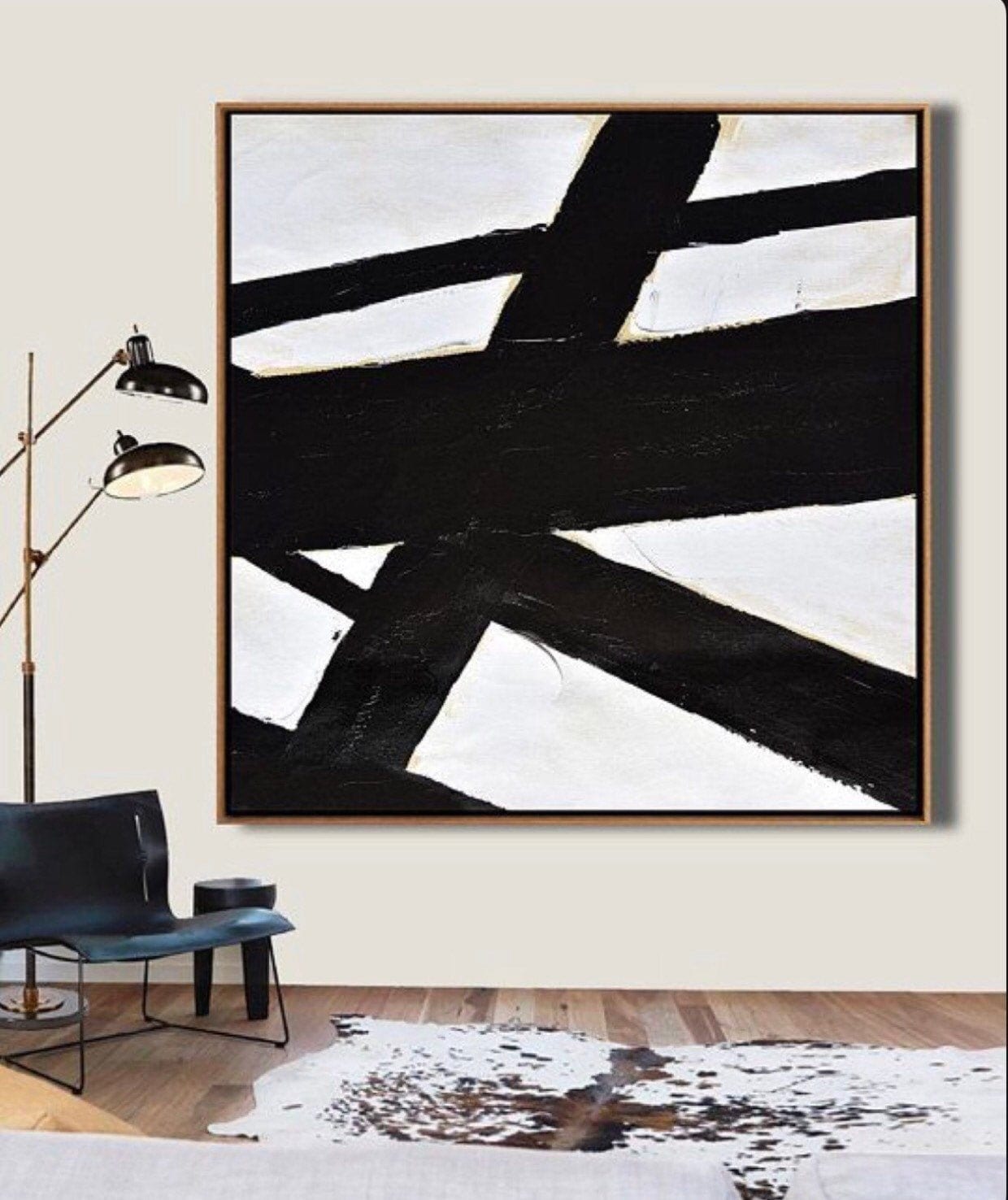 Original Wall Decor Black and White Wall Art Oil Canvas Etsy Australia