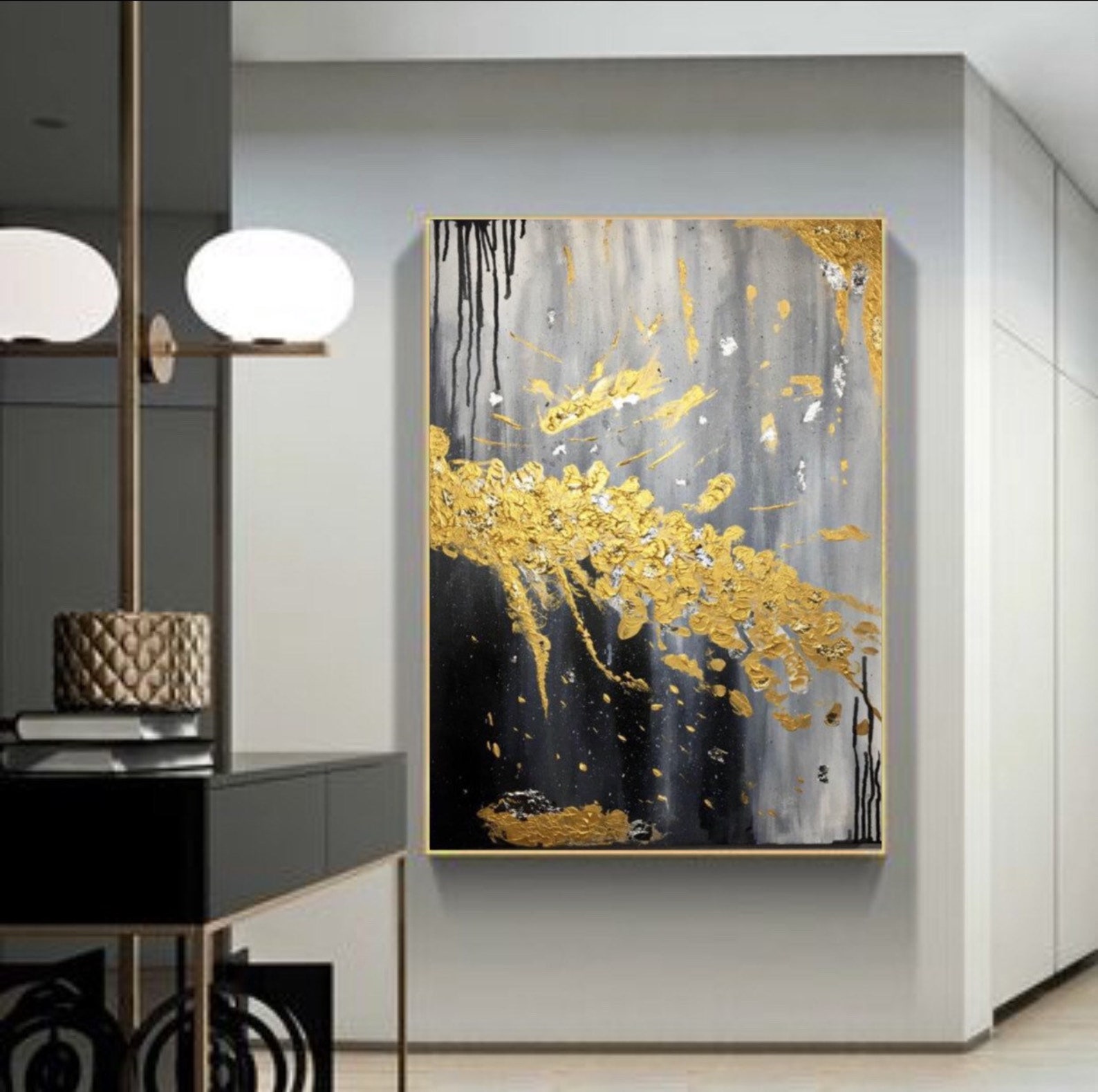 Original Abstract Painting Gold Leaf Painting Abstract Acrylic Painting
