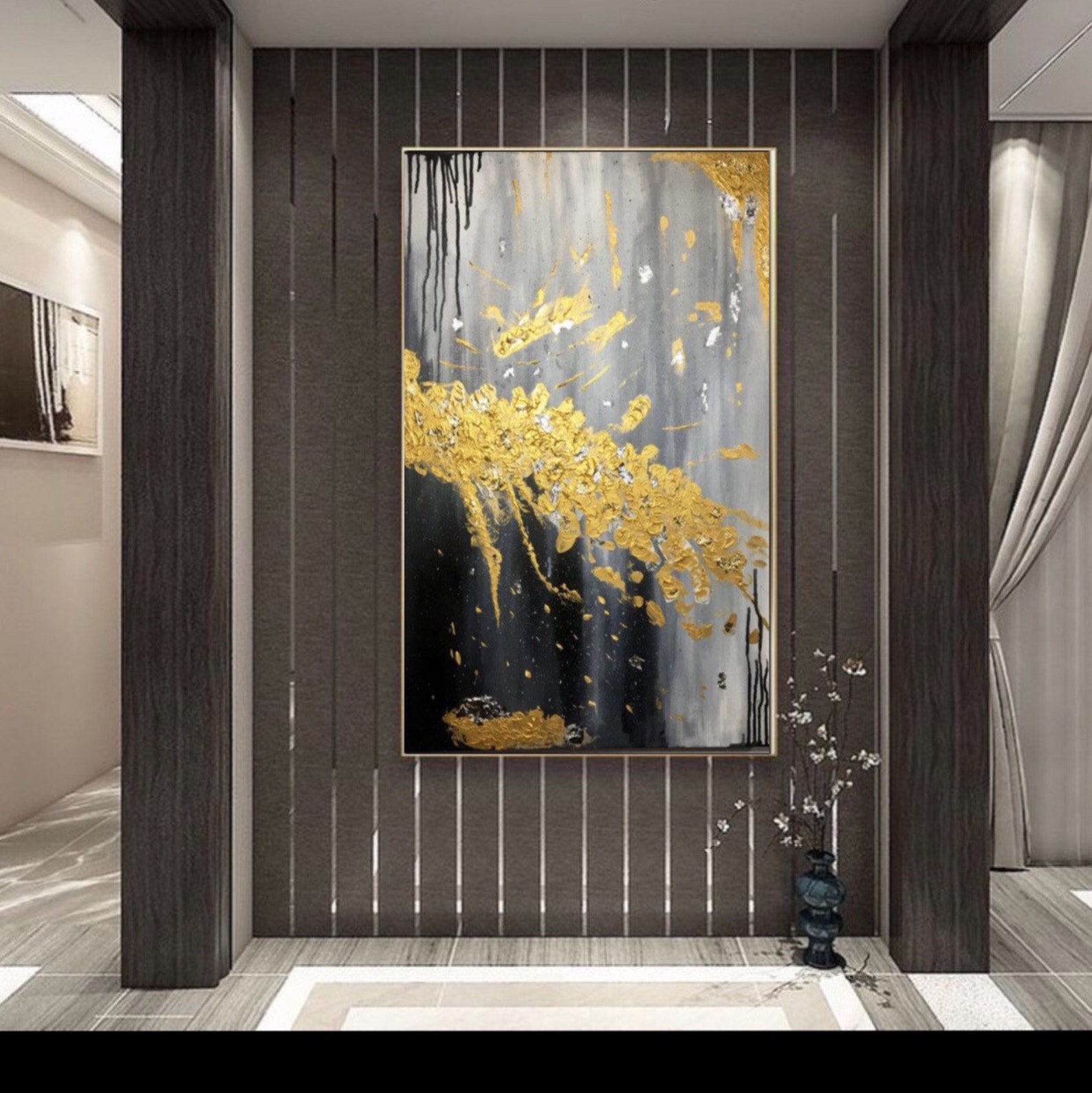 Original Abstract Painting Gold Leaf Painting Abstract Acrylic - Etsy