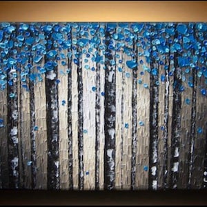 3D Large Original Painting On Canvas, Forest Painting, Living Room Wall Art,Hand-painted Heavy Textured Impasto Painting, pallette knife