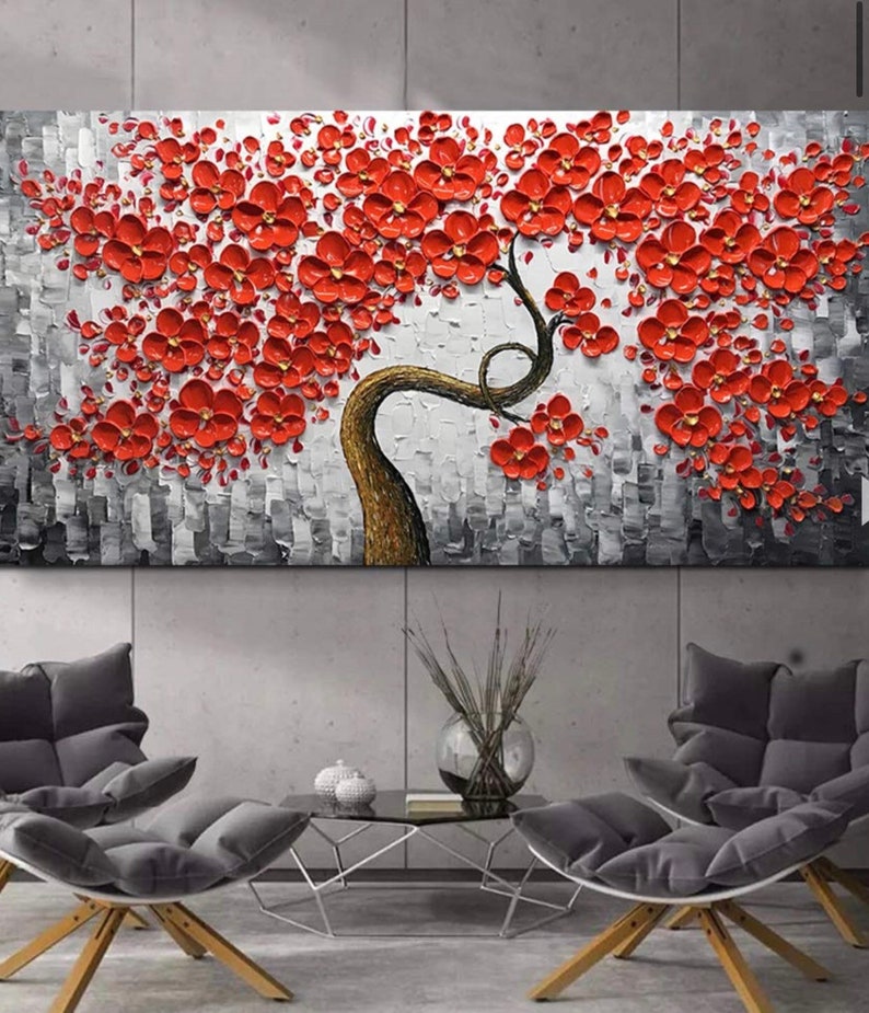 Personalised decor Horizontal wall decor Red home decor Red Etsy