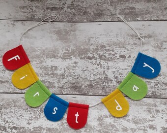 First day bunting, Mini felt starting school/nursery/pre-school bunting, First day decorations