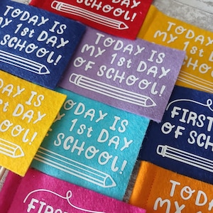 First day of school felt flags, Personalised starting/funishing school felt flags, school mini flags, Start of school decorations image 6