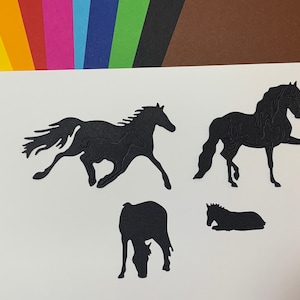 Paarden, paard, kaart, versieringen, kaarten maken, scrapbooking, creatief journalling, kunst, ambachten, gekleurde kaart,