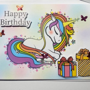 Birthday card, Birthday , card, greeting card, Handmade, Rainbow pony, Rainbow, Happy Birthday,
