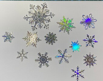 Snowflakes, card making, scrapbooking, Christmas, holographic, silver, Christmas themed, card supplies,