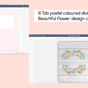 8 Tab Digital Notebook for Goodnotes Flowers Cover