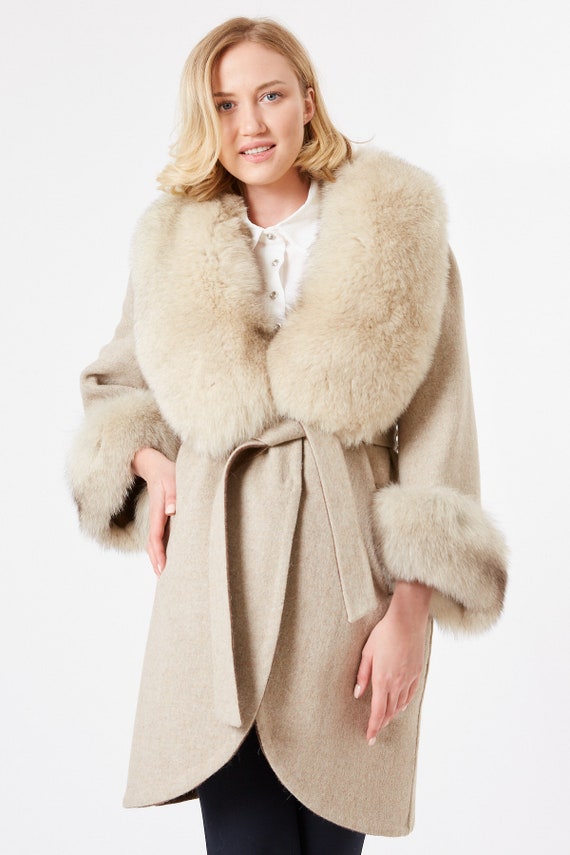 cashmere and fox fur coat