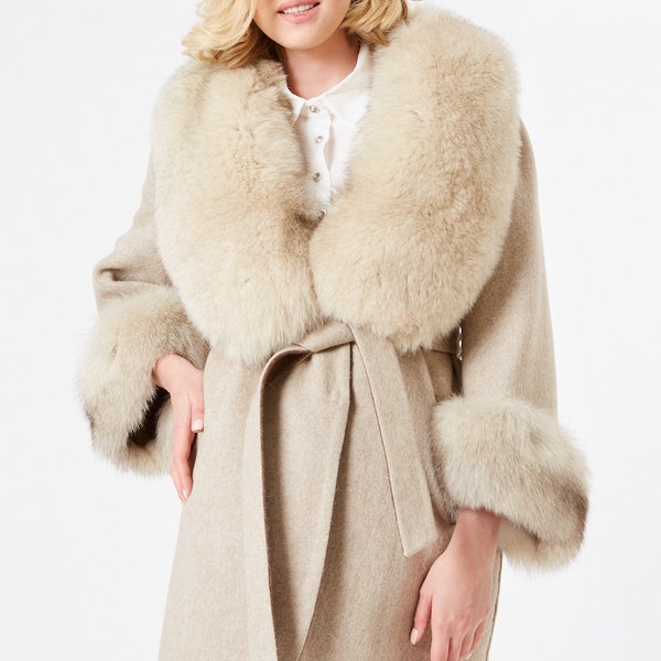 fur collar tie waist coat