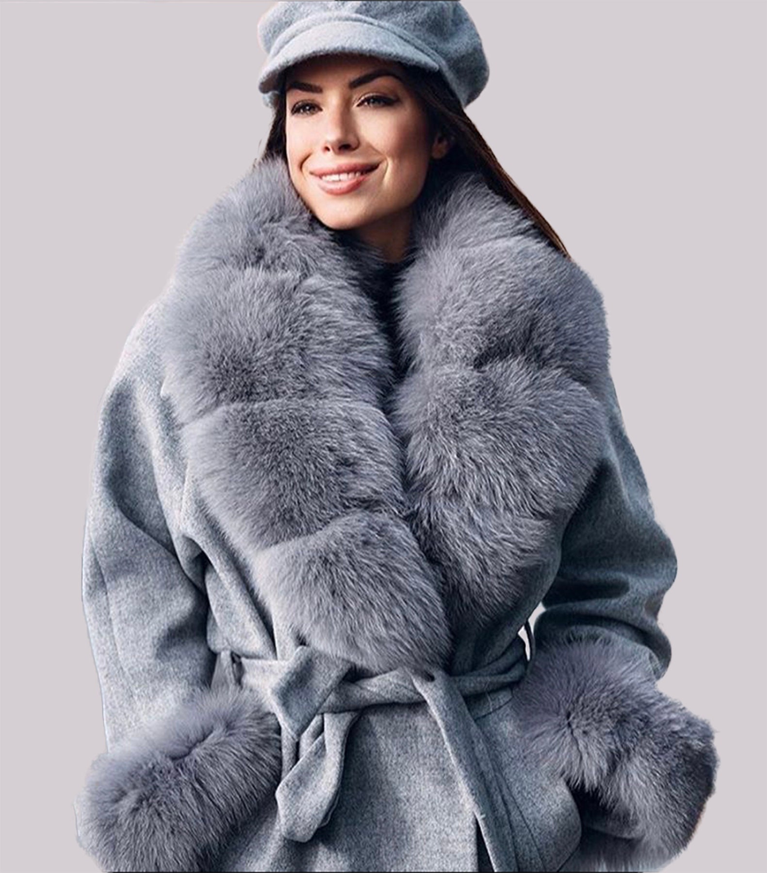 cashmere coat with fur collar