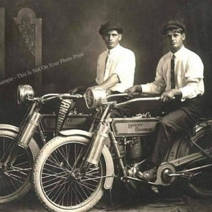 William Harley and Walter Davidson 1914 Harley Davidson Founders Motorcycle Vintage Photo Harley Motorbike Biker Print Photograph Photo 930