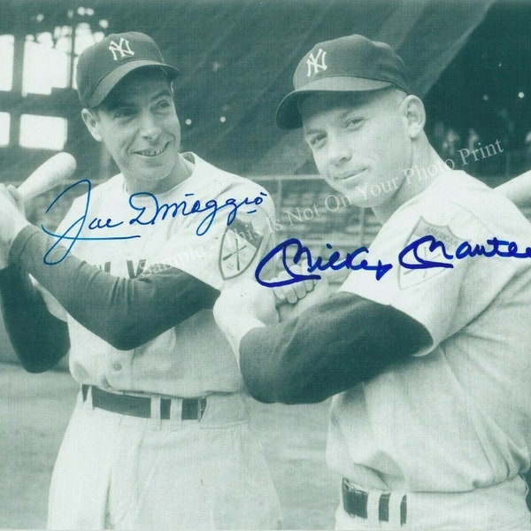 Mickey Mantle Joe DiMaggio Autographed Photo Signed Photo ( HOF Yankees ) Sport Reprint Vintage Photo Picture Print 9834