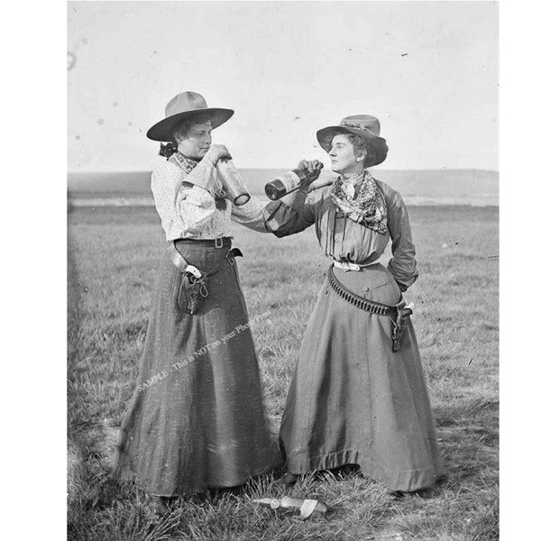 Cowgirl Women Drinking Photo Vintage Western Wild West Girls Whiskey Beer Bar Ladies Liquor Guns America History Wall Poster Print 82C