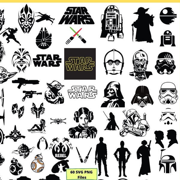 Star Wars SVG, Star Wars Clipart, Luke Skywalker svg, Star Wars Vector, Darth Vader Svg, Yoda Svg, PNG SVG For Cricut, Instant Download