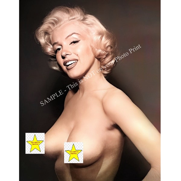 Nude Marilyn Monroe Busty Sexy Pinup Bare Busty Naked Big Boob Blonde Hollywood Movie Star Vintage Photo Color Photograph Print Erotic 8585C