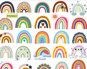 Regenbogen SVG Regenbogen Clipart Regenbogen Kinderzimmer Regenbogen geschnitten Datei Regenbogen Clipart Bundle SVG Png Für Cricut Für Silhouette Sofortiger Download