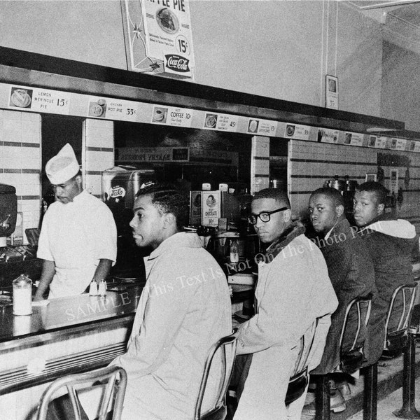 Black History Greensboro Men in Woolworth Cafe Bar 1960s Civil Rights Movement McMahan Black African American Art Photography 302C