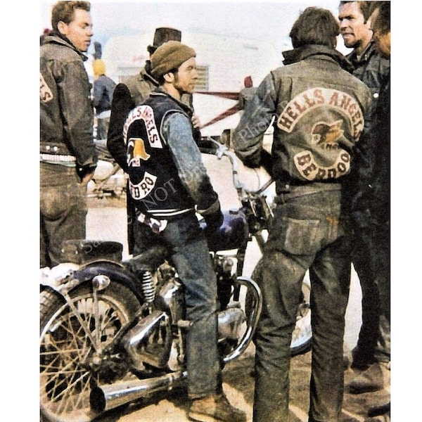 Hells Angels Gang Berdoo Bikers Harley Davidson Moto Biker Gang Leader Guys Rider Gang Member Club 70s 4x6 5x7 8x10 Photo Print 5899