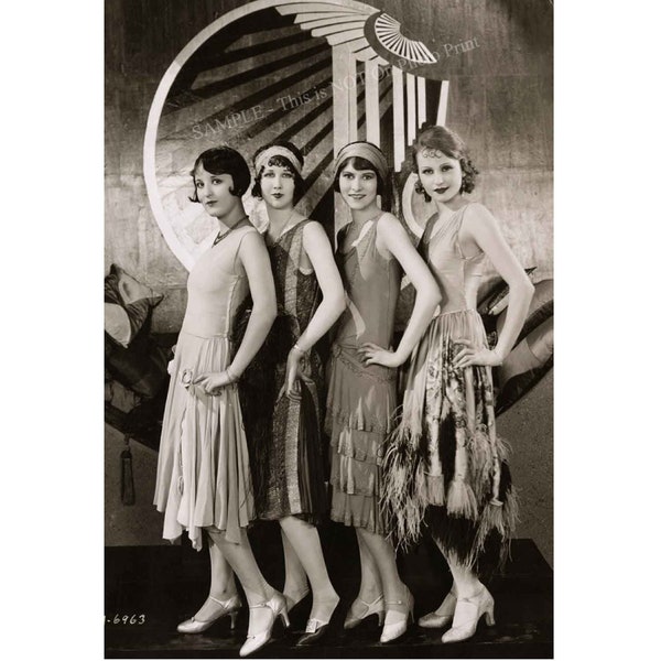 Stylish Flapper Ladies Photo 1920s Flappers Jazz Girls Prohibition Era NYC Burlesque Showgirls Vintage Picture Photo Print 461C