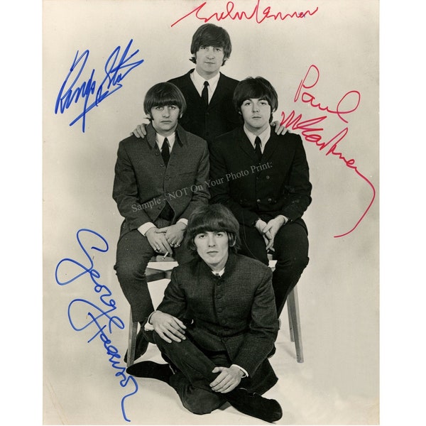 The Beatles Signed Photo Autograph Photo John Lennon Paul George Ringo Beatles Reprint Celebrity Autographed Picture Band Color Print 098