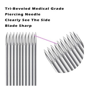 Hollow Puncture Piercing Needles Piercing Tools (10 PCS) DIY Piercing Kit 13G to 20G Gauge Sizes Gas Sterilized Individual / Disposable Pack