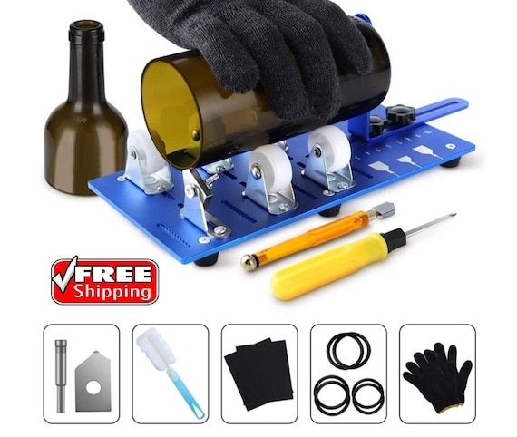 Glass Bottle Cutter Kit Glass Cutter Craft Kit DIY Kit Cutting Wine Beer  Bottles Glass Mason Jars Craft Glasses Accessories Tool Kit Gloves 