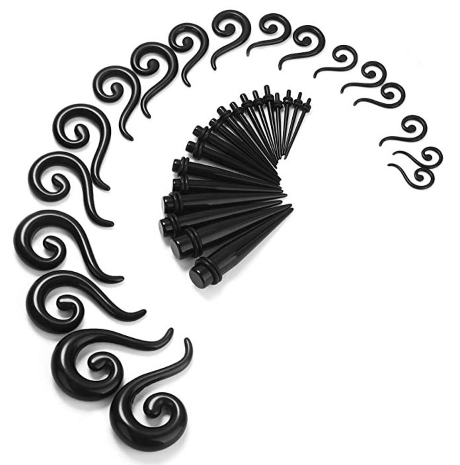 Black Ear Gauging Kit Spiral Tapers With Plugs Expander Kit Etsy