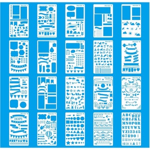 20 Pieces Bullet Journal Stencils Drawing Icons Stencil 