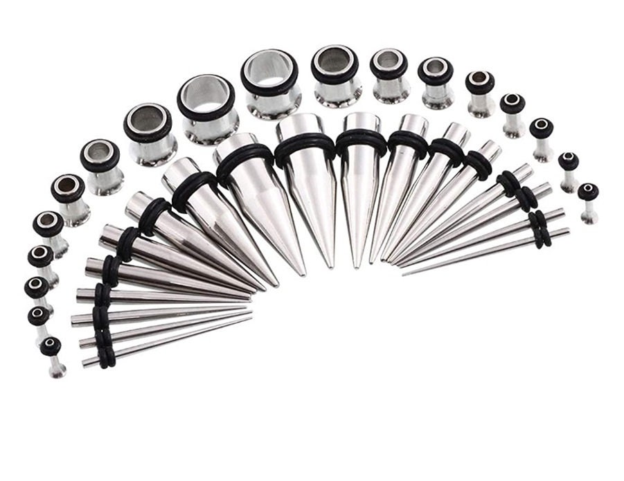 Silver Ear Stretching Kit Stainless Steel Tapers With Plugs Etsy