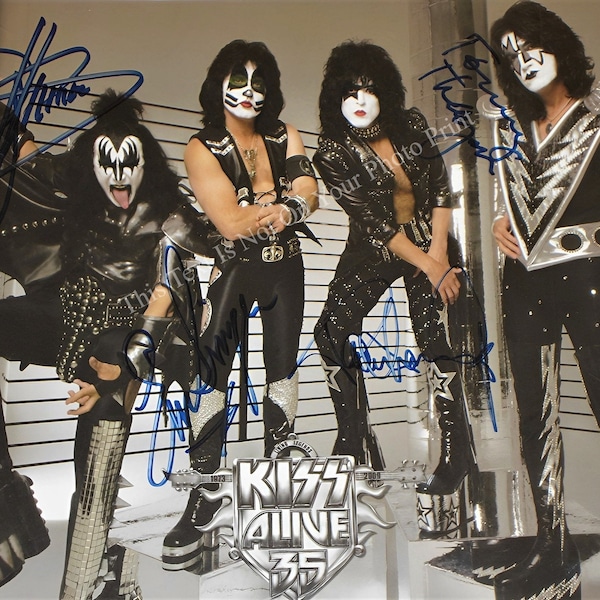 KISS Signed Photo Kiss Autograph Photo Autographed Reprint Gene Simmons Ace Frehley Paul Stanley Picture Kiss Signed Poster Rock Band 273C