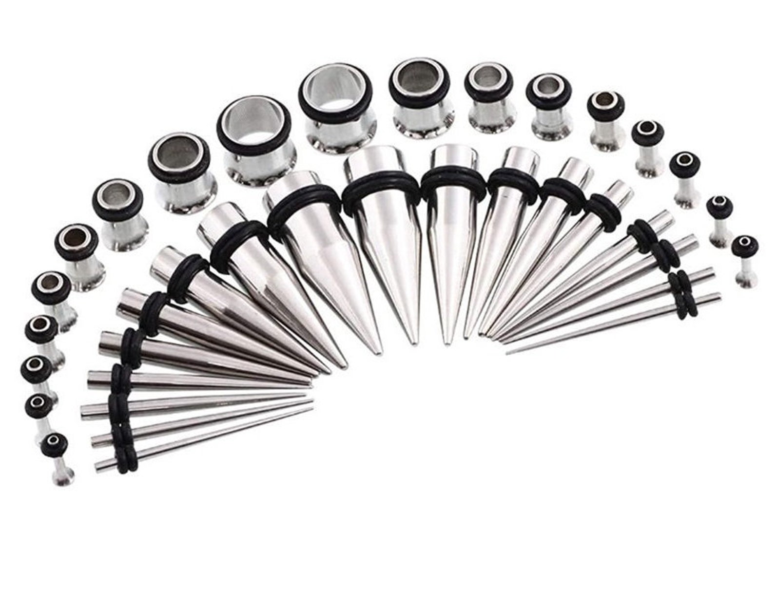 Silver Ear Stretching Kit Stainless Steel Tapers With Plugs Etsy