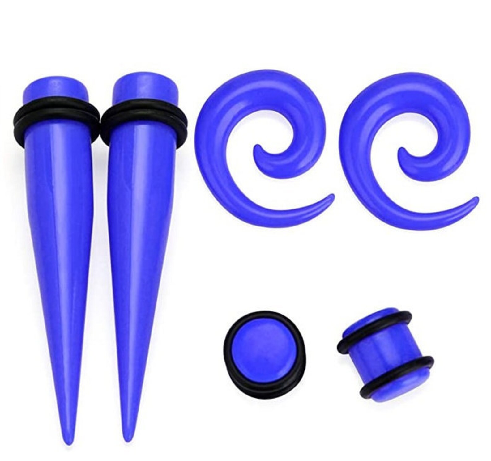 BLUE Ear Gauging Kit Spiral Tapers With Plugs Spot Spiral Ear Etsy