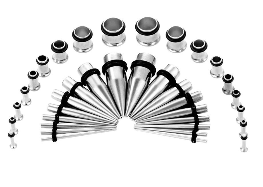 Silver Ear Stretching Kit Stainless Steel Tapers With Plugs Etsy