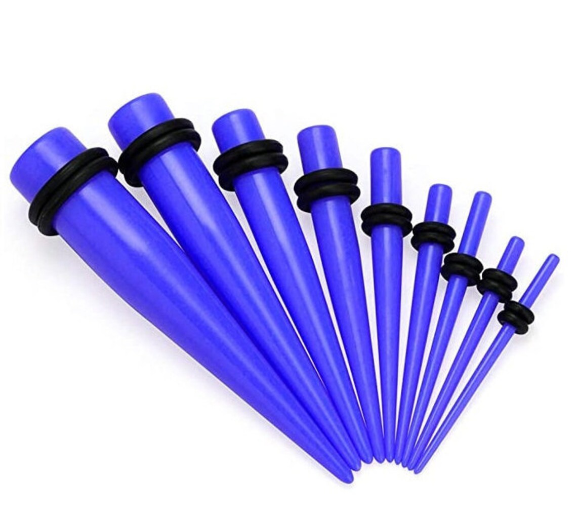 BLUE Ear Gauging Kit Spiral Tapers With Plugs Spot Spiral Ear Etsy