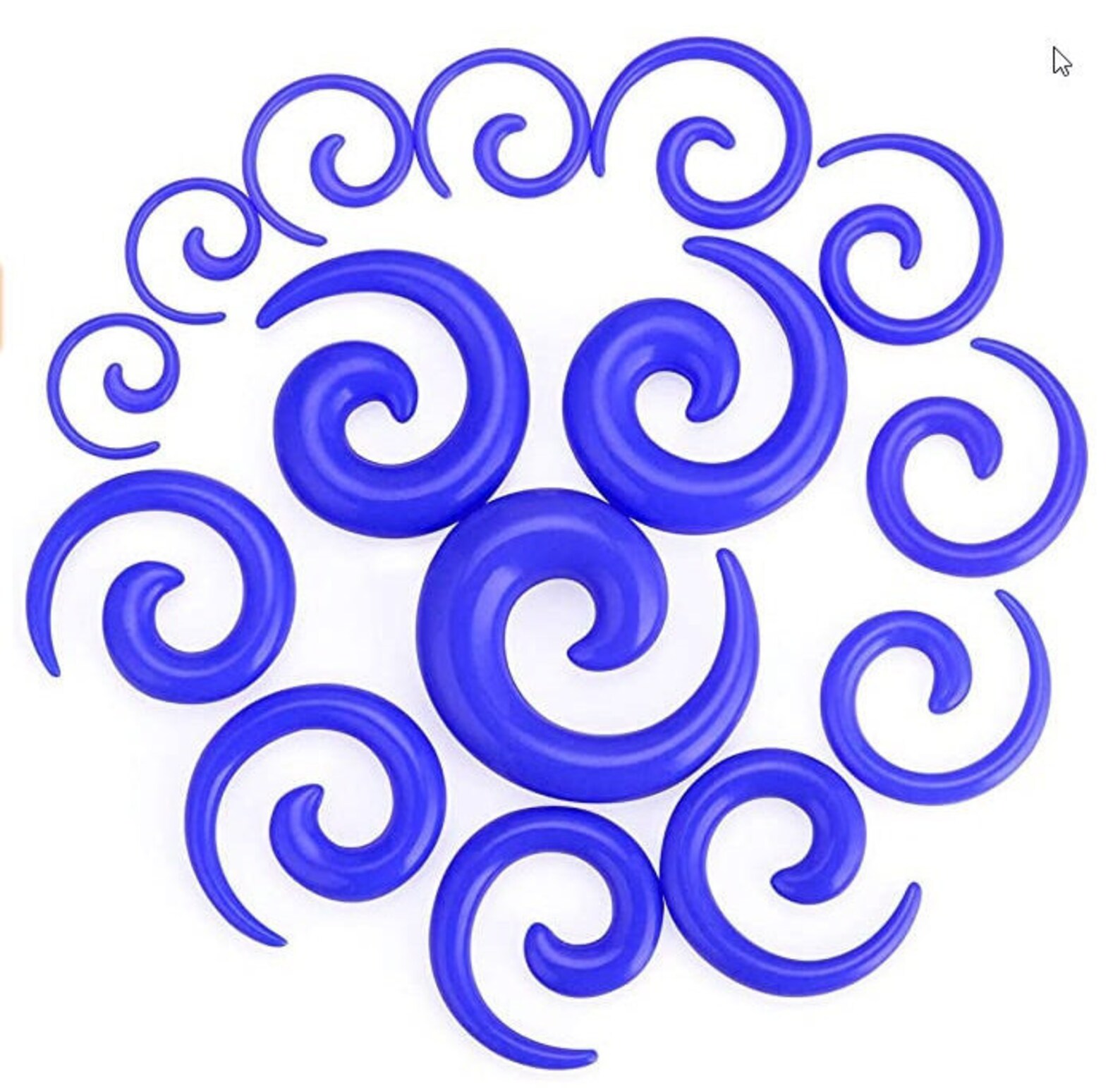 BLUE Ear Gauging Kit Spiral Tapers With Plugs Spot Spiral Ear Etsy