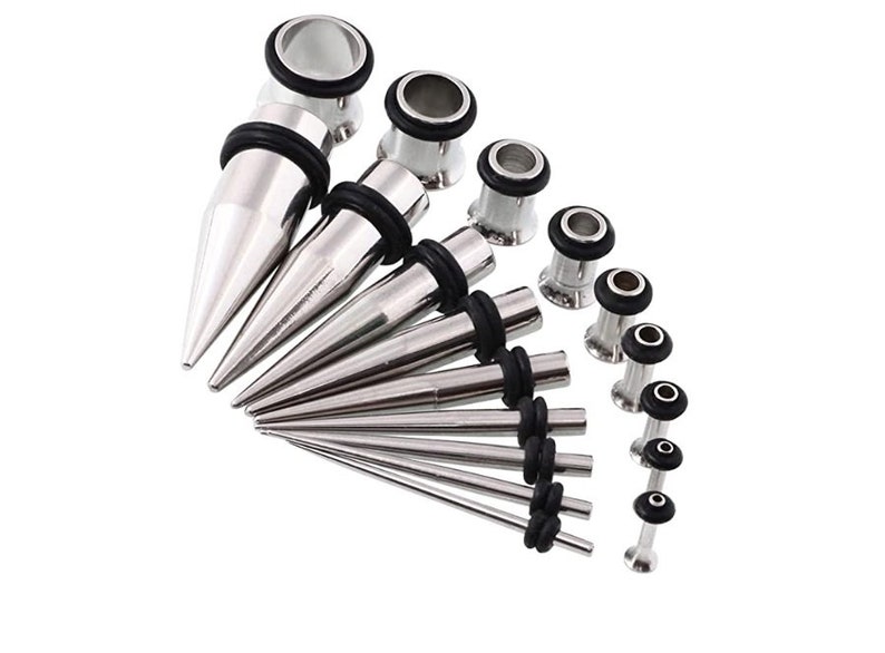Silver Ear Stretching Kit Stainless Steel Tapers With Plugs Etsy