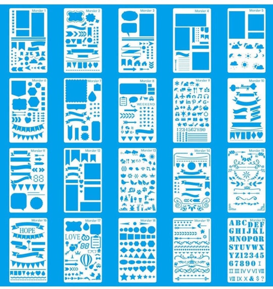 20 Bullet Journal Stencil Kit Planner Stencils Journal Notebook Diary