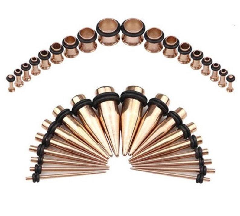 Rose Gold Ear Stretching Kit Surgical Steel Tapers with Plugs Etsy
