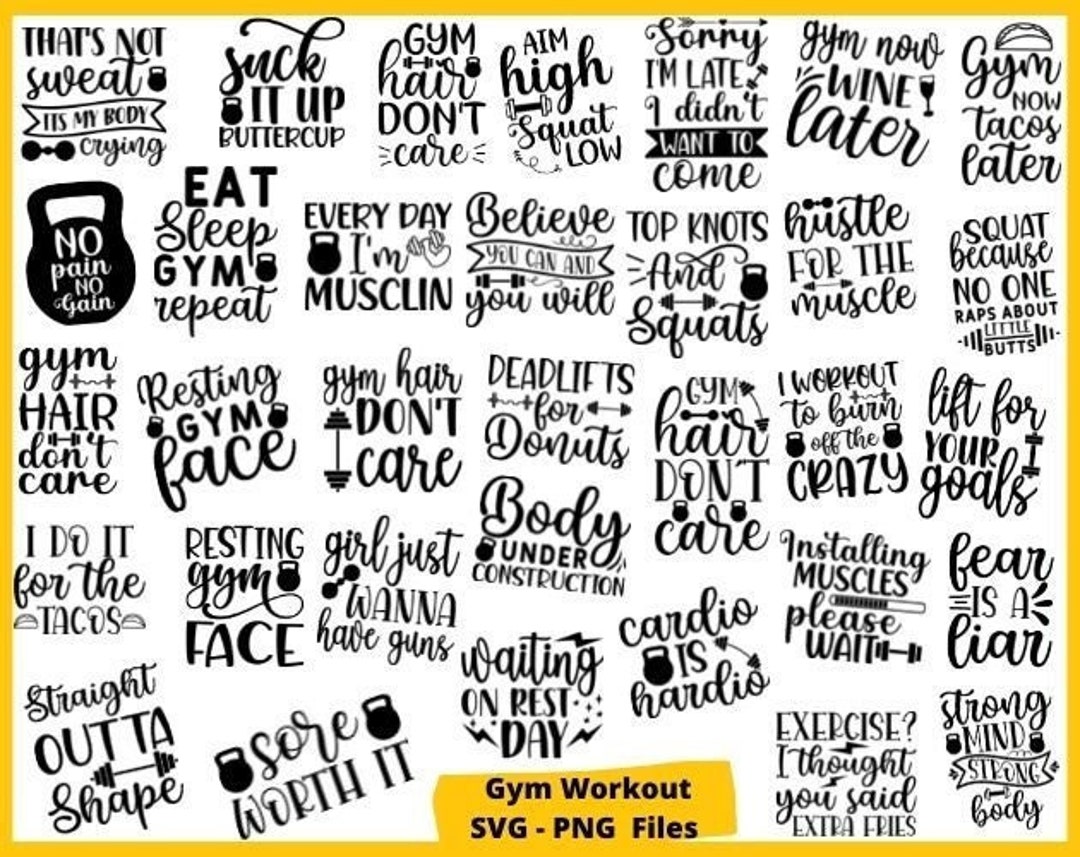 Gym Svg, Workout Svg Bundle, Fitness Svg, Exercise Svg No Pain No Gain ...