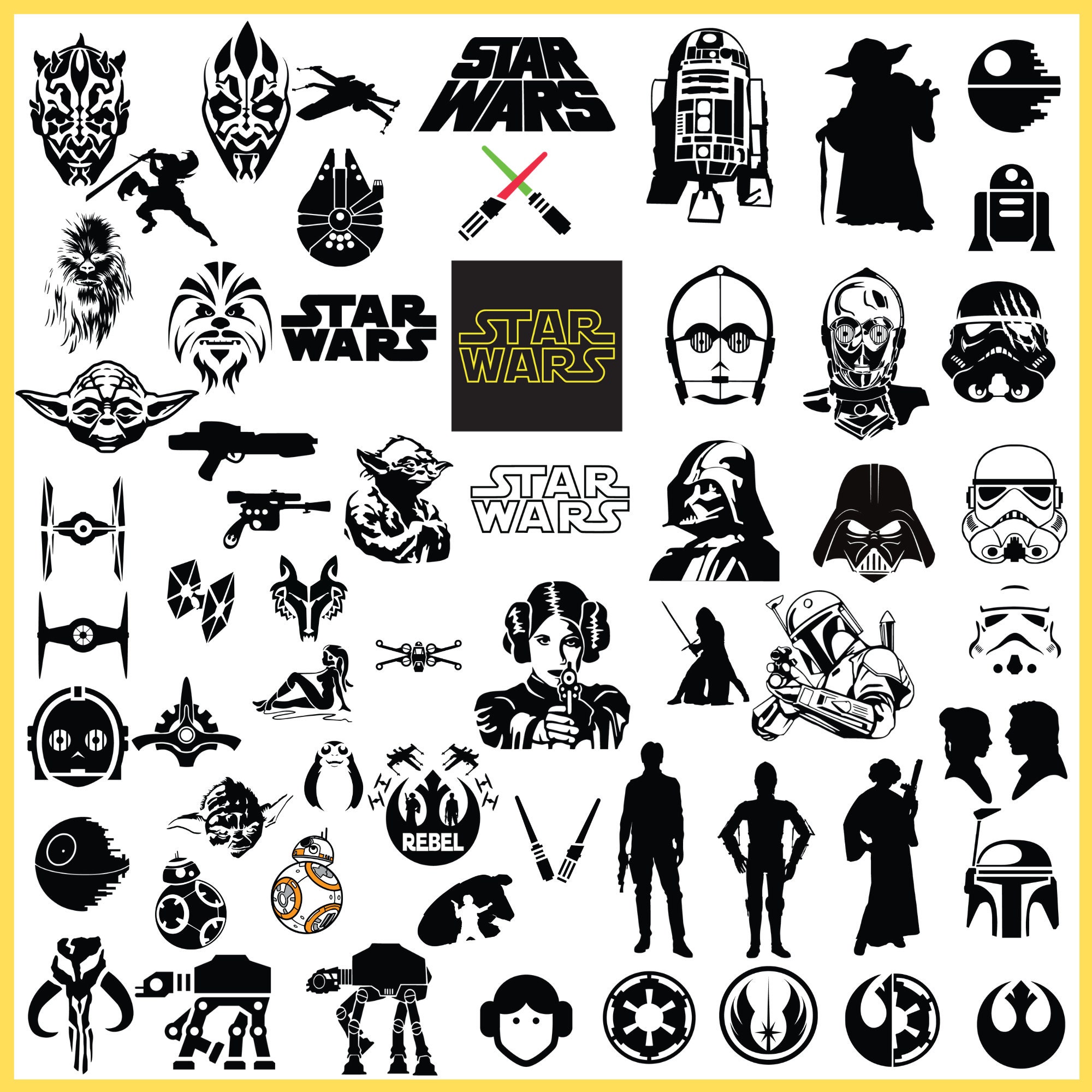 Star Wars SVG Star Wars Clipart Star Wars Silhouette Star Etsy