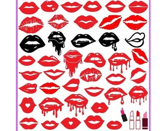 Lippen SVG Kuss SVG Lippen Druck SVG Lippenstift Lippenstift SVG Mund SVG Datei für Cricut für Silhouette geschnitten Datei PNG Clip Art Instant Download