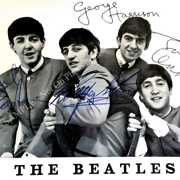 The Beatles Signed Autograph Photo Autographed Photo Ringo Lennon McCartney Harrison Signature Fab Four Signed Reprint Picture Poster 402C