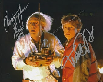 Photo autographe de Michael J Fox Christopher Lloyd Retour vers le futur, photo dédicacée, réimpression signée par les acteurs du film culte 9496